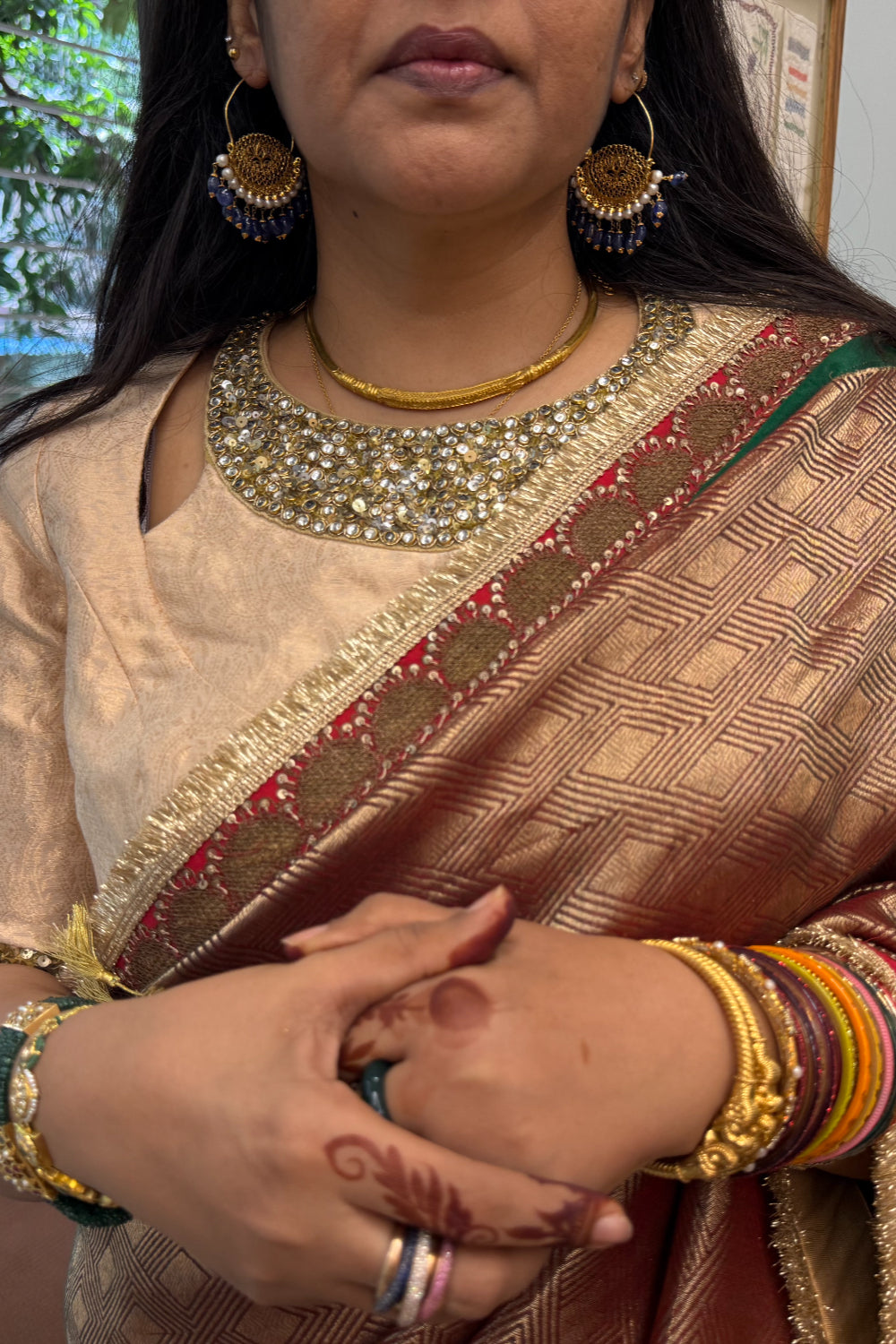 Manomani  - Maroon Silk Brocade Saree