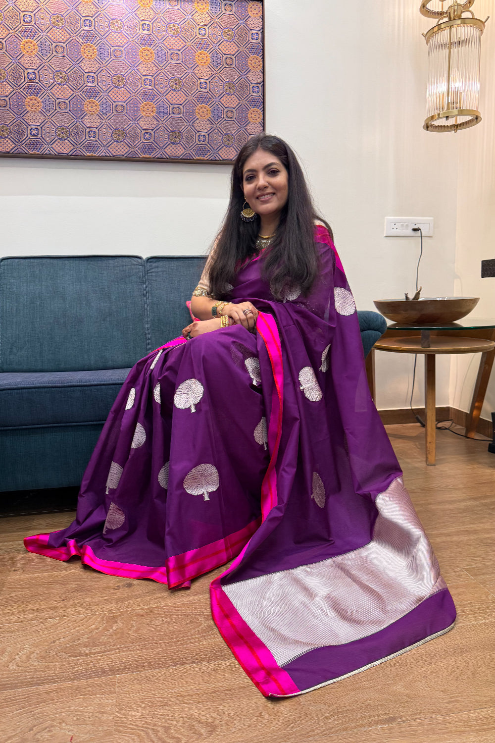 Shankari - Purple Silk Katan Georgette Banarasi Saree