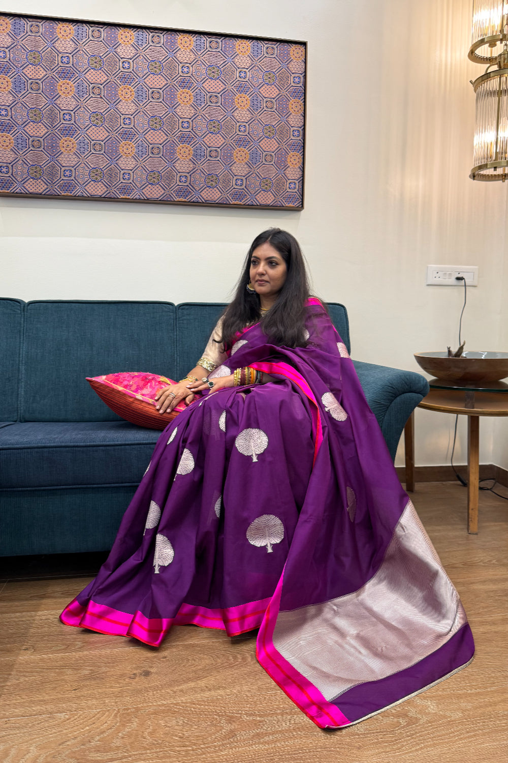Shankari - Purple Silk Katan Georgette Banarasi Saree