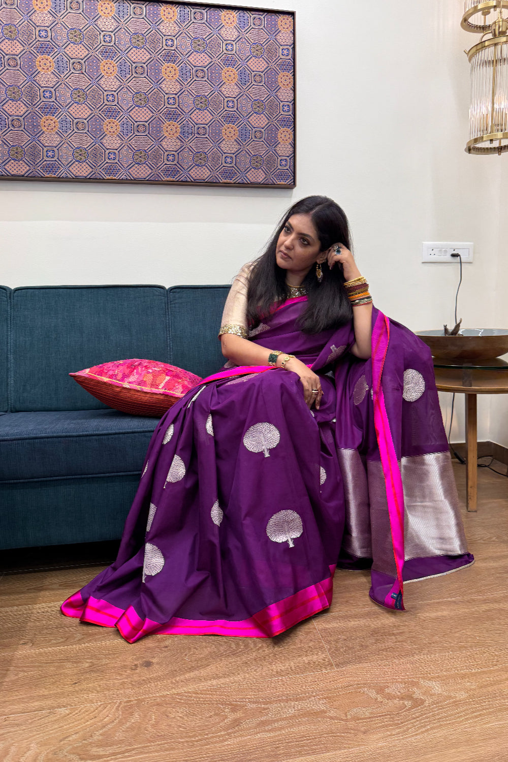 Shankari - Purple Silk Katan Georgette Banarasi Saree