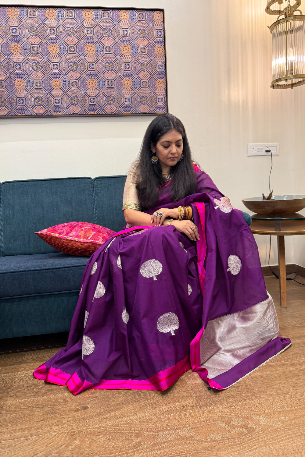 Shankari - Purple Silk Katan Georgette Banarasi Saree