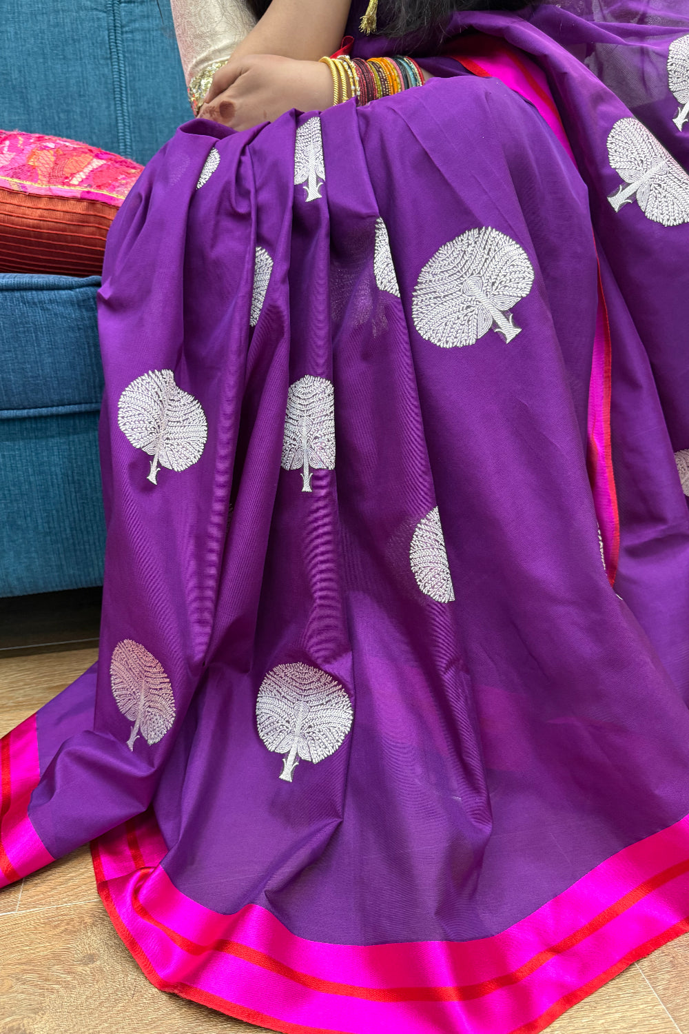 Shankari - Purple Silk Katan Georgette Banarasi Saree