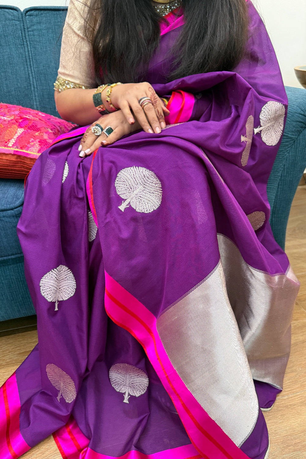 Shankari - Purple Silk Katan Georgette Banarasi Saree