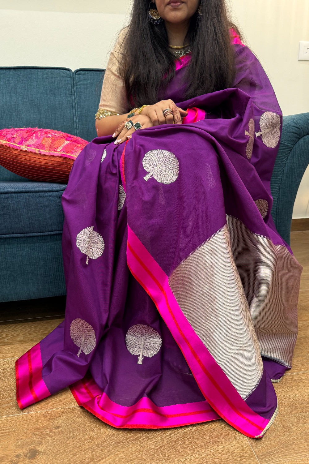Shankari - Purple Silk Katan Georgette Banarasi Saree