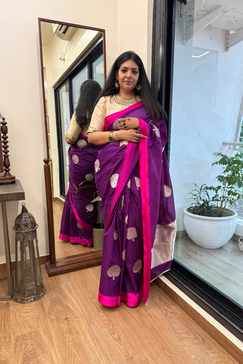 Shankari - Purple Silk Katan Georgette Banarasi Saree