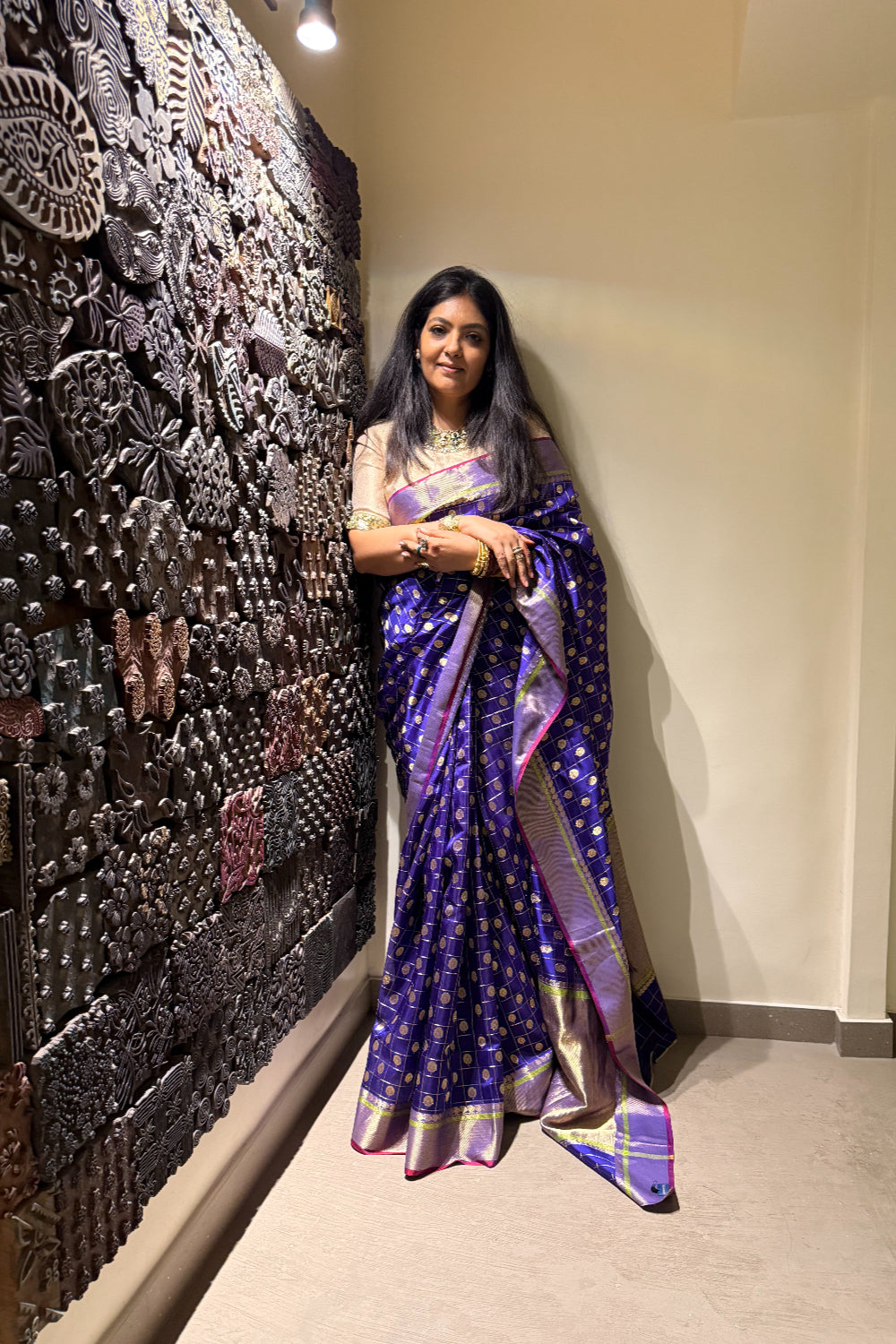Narayani  - Blue Silk Chanderi Saree
