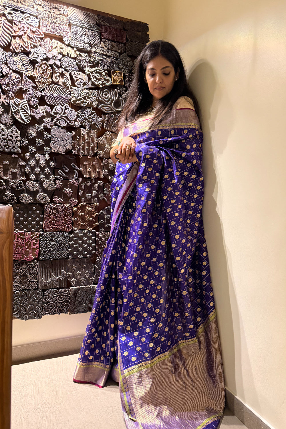 Narayani  - Blue Silk Chanderi Saree