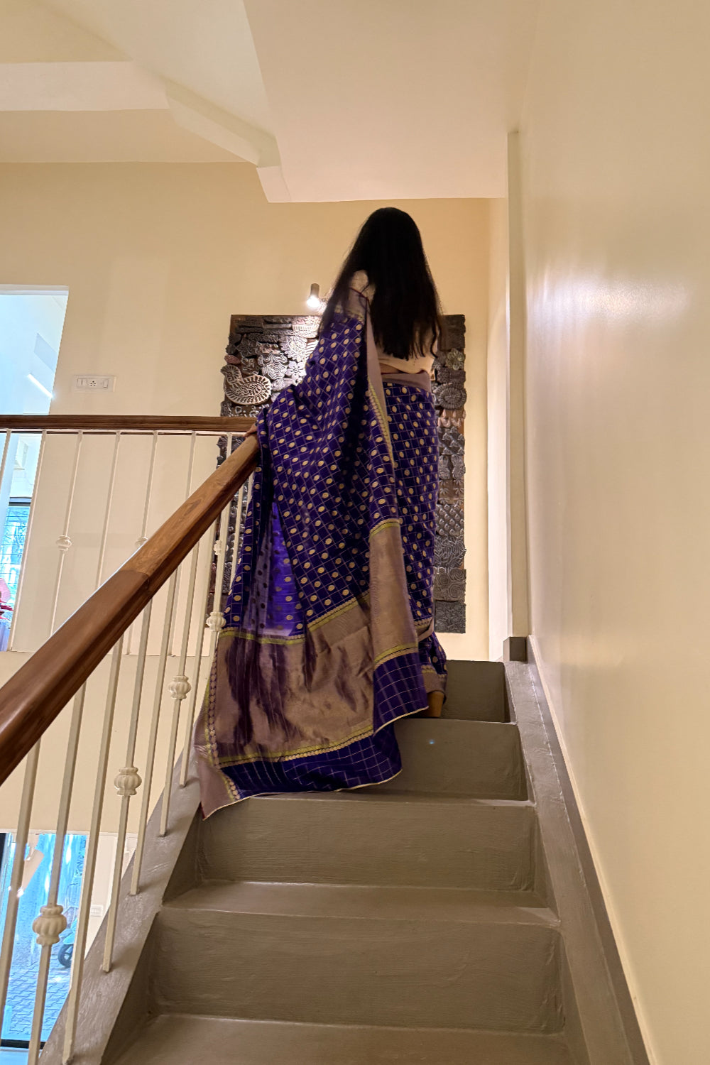 Narayani  - Blue Silk Chanderi Saree