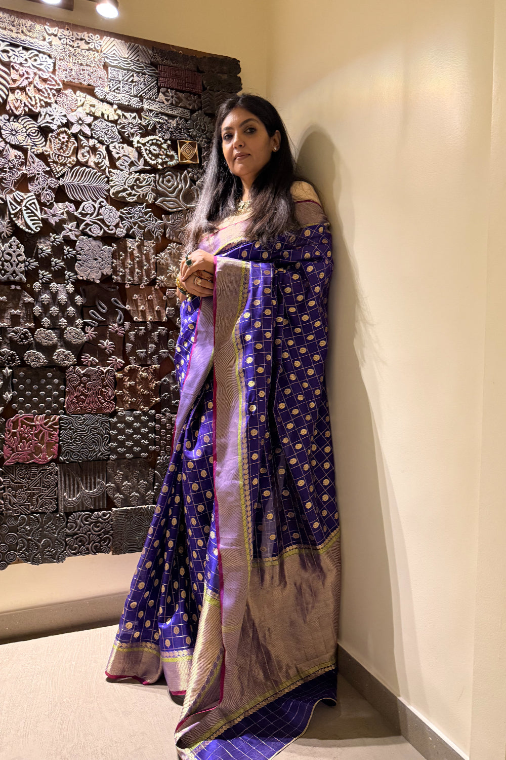 Narayani  - Blue Silk Chanderi Saree