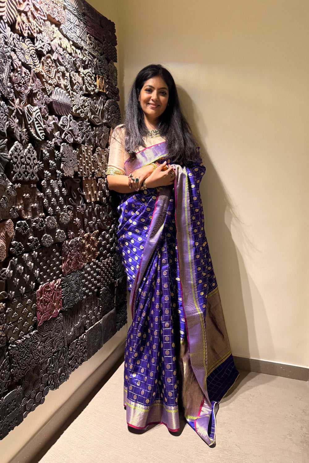 Narayani  - Blue Silk Chanderi Saree