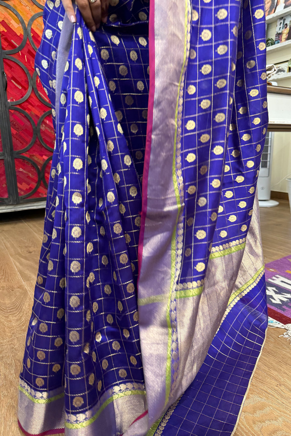Narayani  - Blue Silk Chanderi Saree