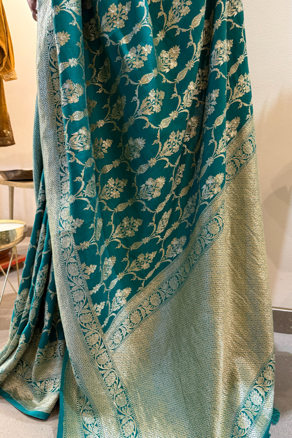 Sarveshvari - Teal Silk Katan Banarasi Saree