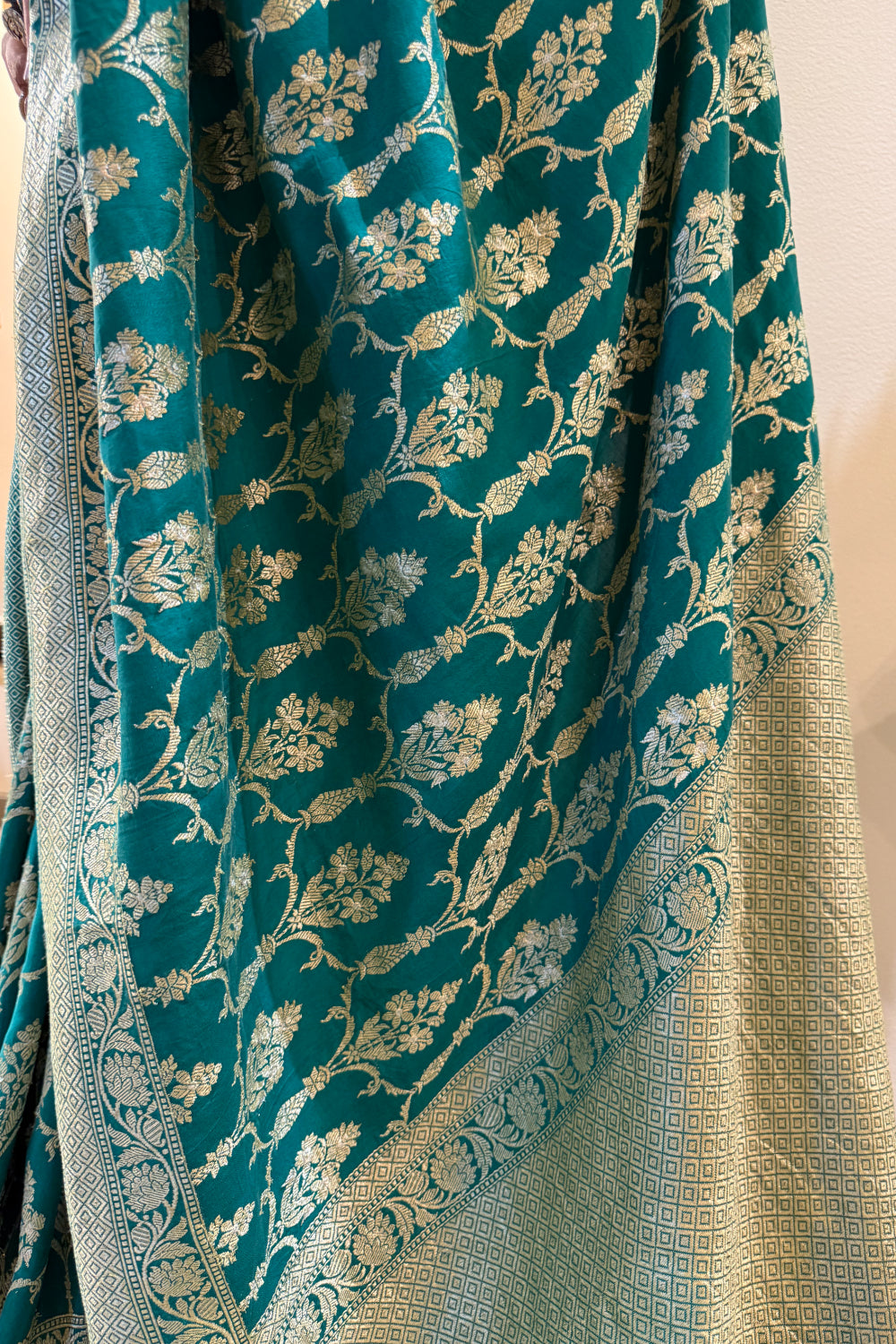 Sarveshvari - Teal Silk Katan Banarasi Saree