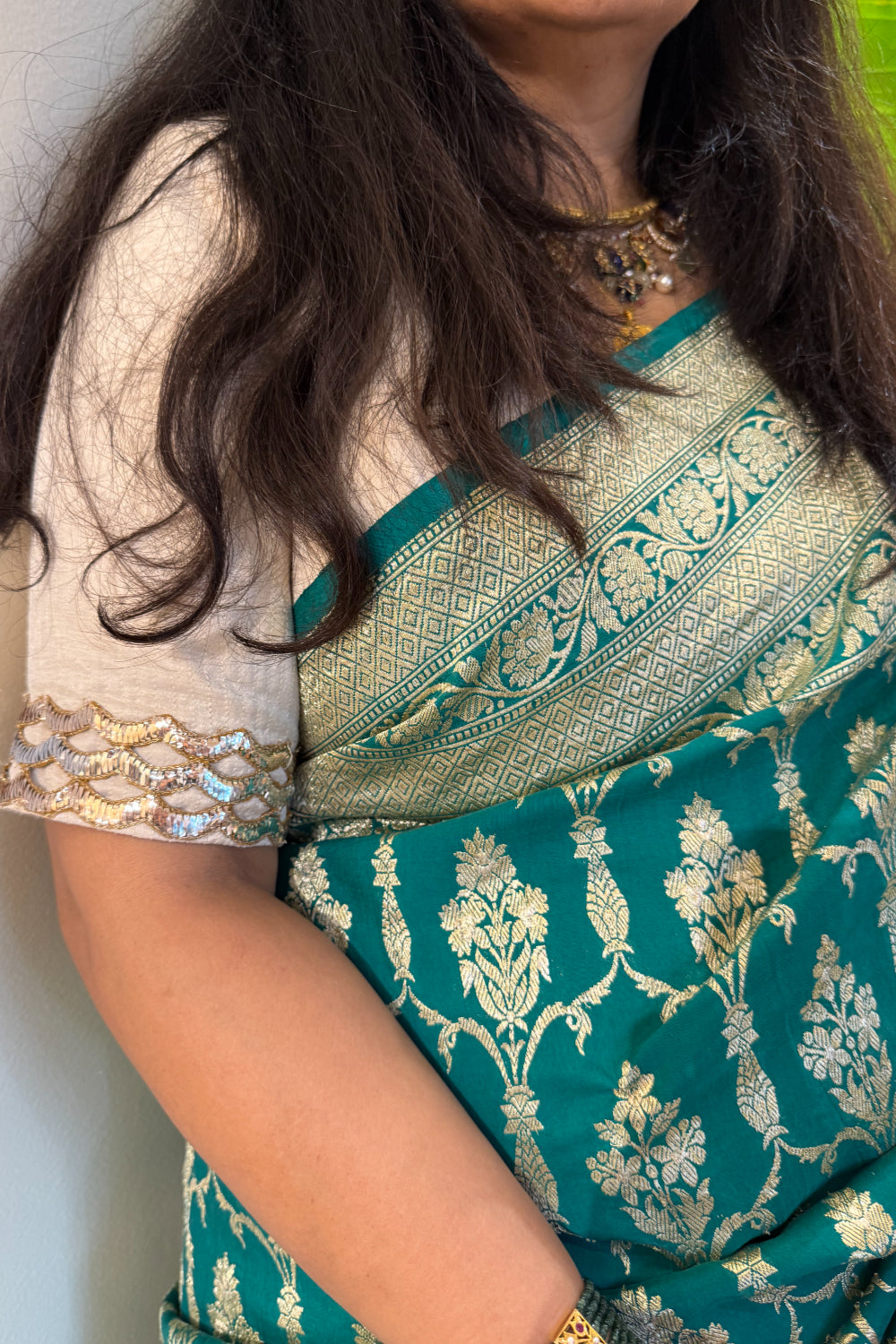 Sarveshvari - Teal Silk Katan Banarasi Saree