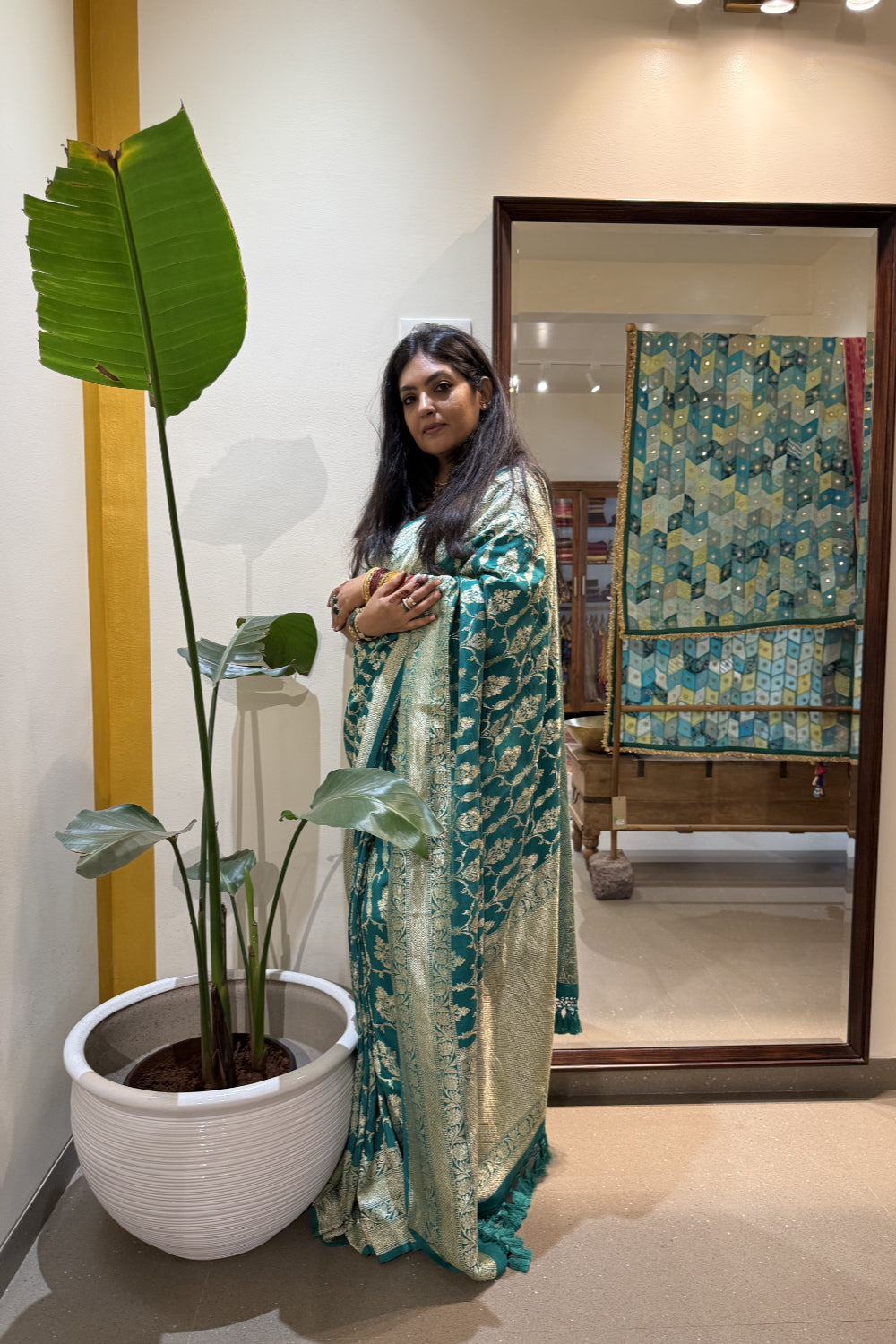 Sarveshvari - Teal Silk Katan Banarasi Saree