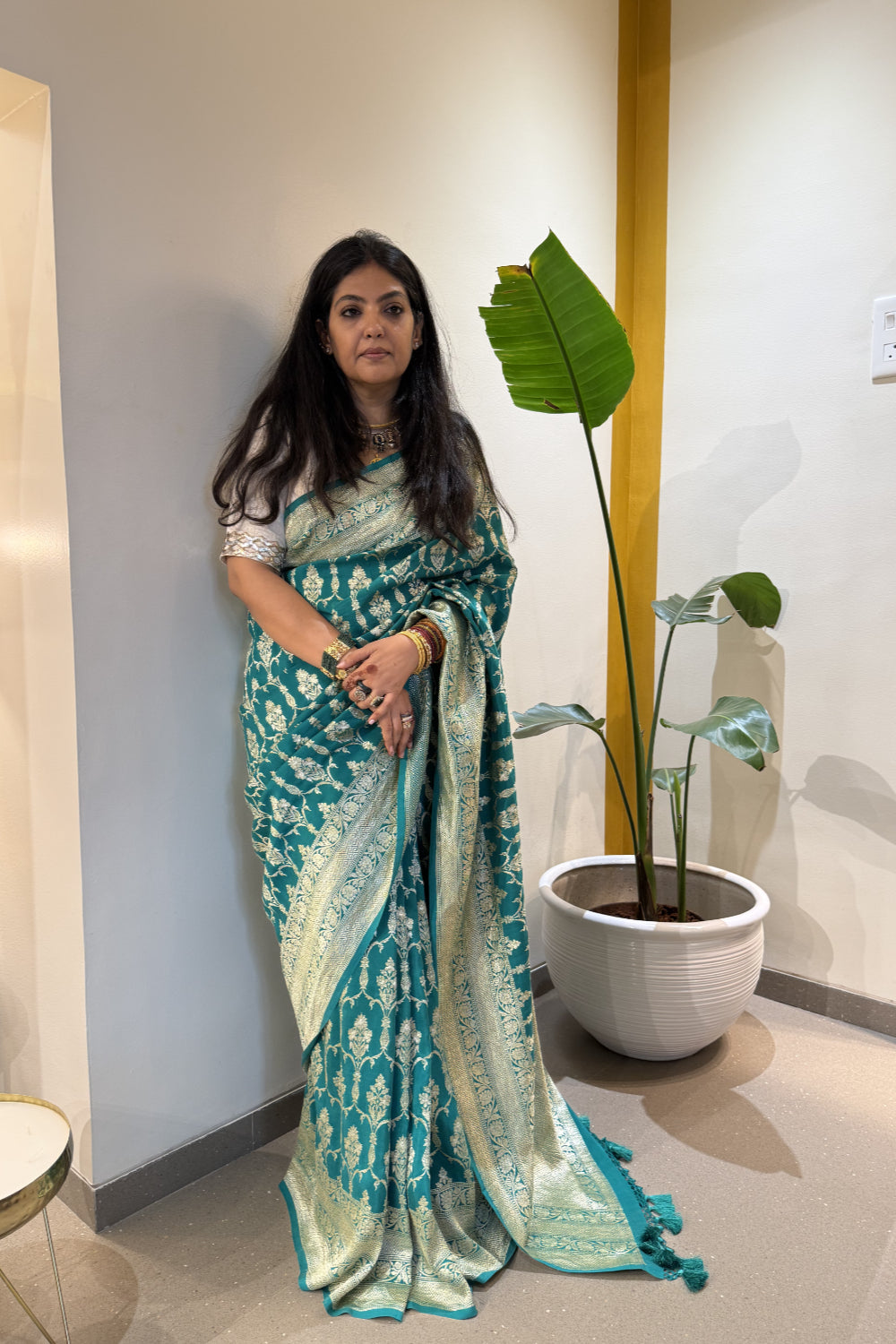 Sarveshvari - Teal Silk Katan Banarasi Saree