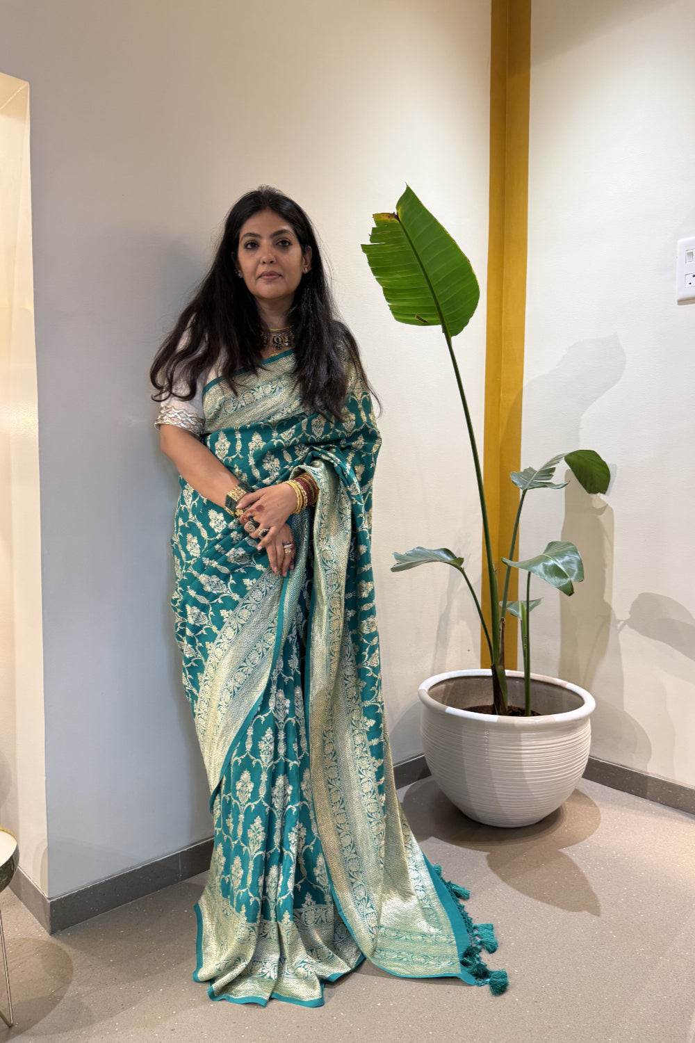 Sarveshvari - Teal Silk Katan Banarasi Saree