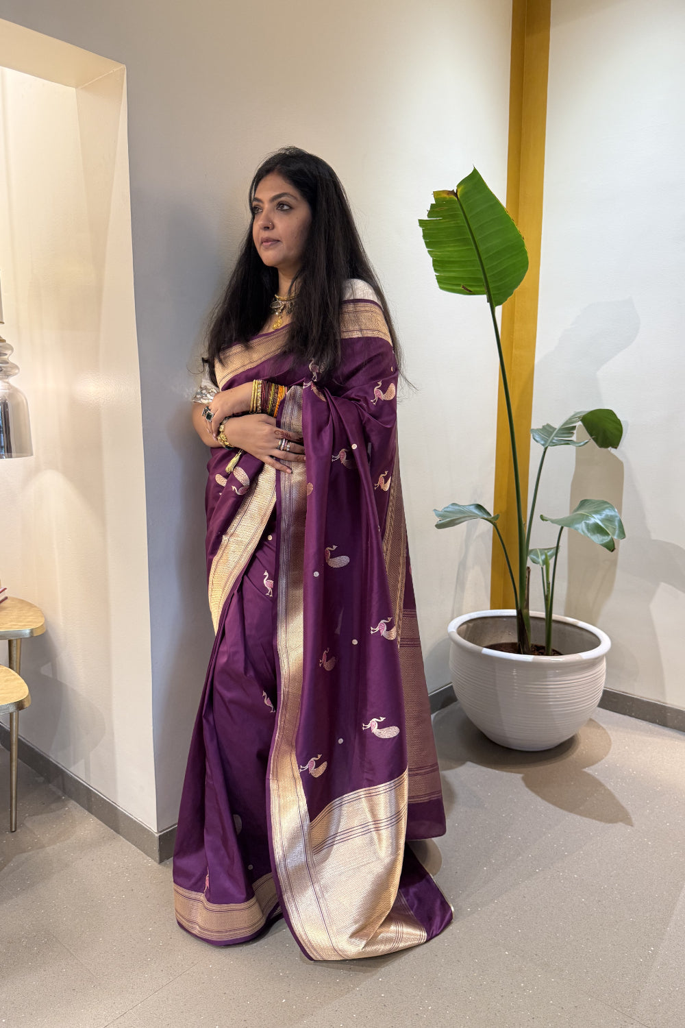 Jayani  - Purple Silk Katan Banarasi Saree