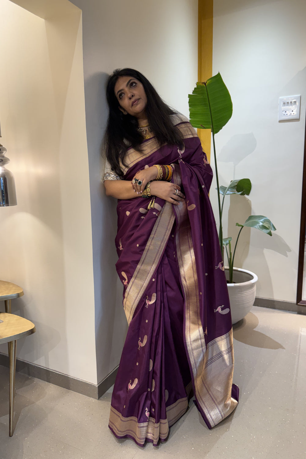 Jayani  - Purple Silk Katan Banarasi Saree