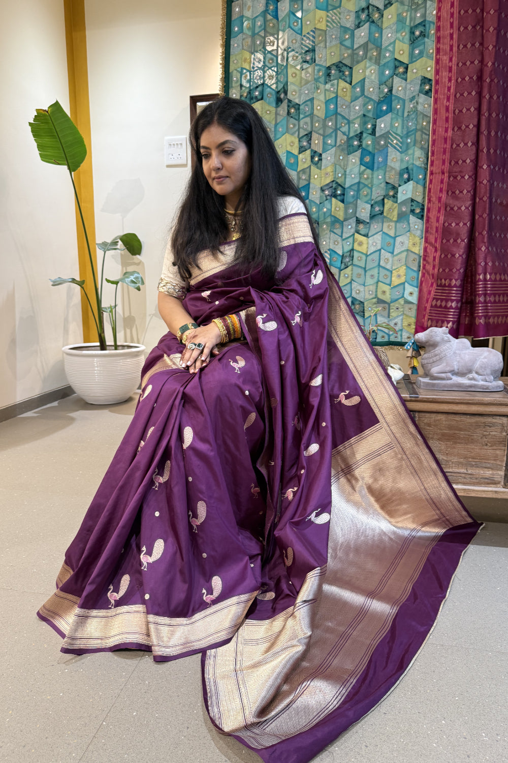 Jayani  - Purple Silk Katan Banarasi Saree