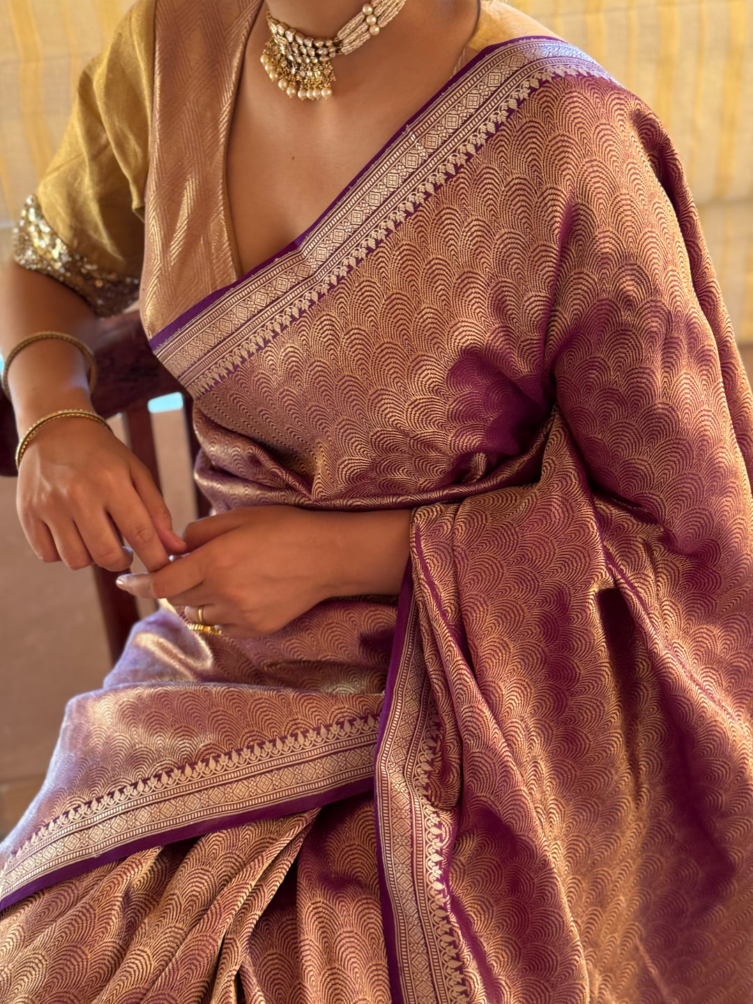 Siddheshwari - Purple Silk Mashroo Banarasi Textured Saree