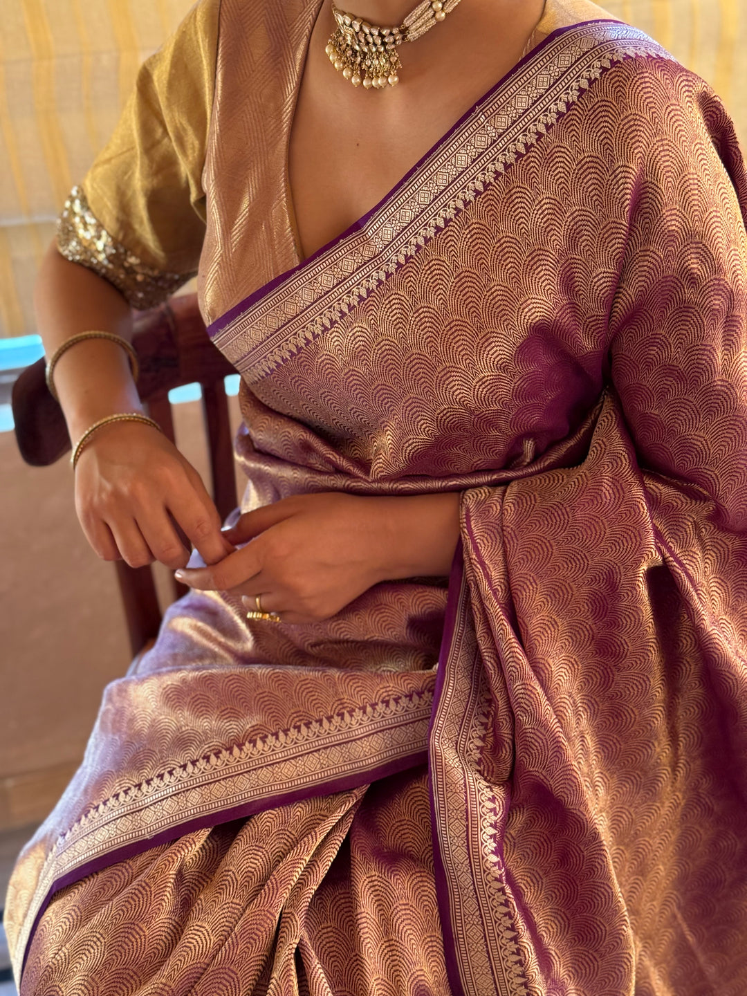 Siddheshwari - Purple Silk Mashroo Banarasi Textured Saree