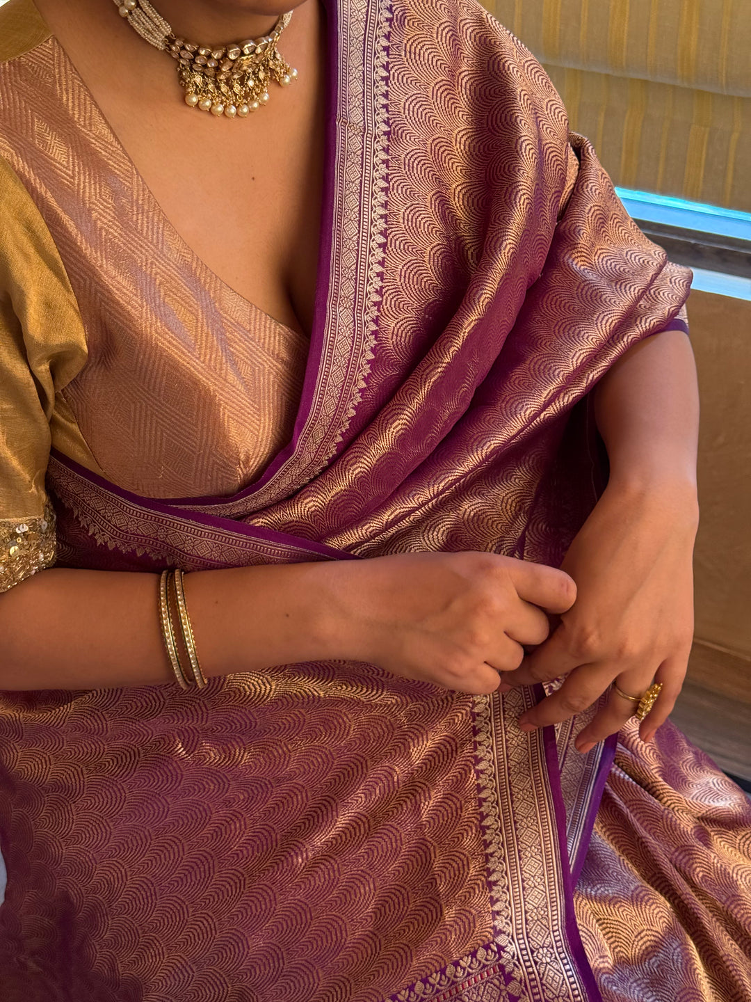 Siddheshwari - Purple Silk Mashroo Banarasi Textured Saree