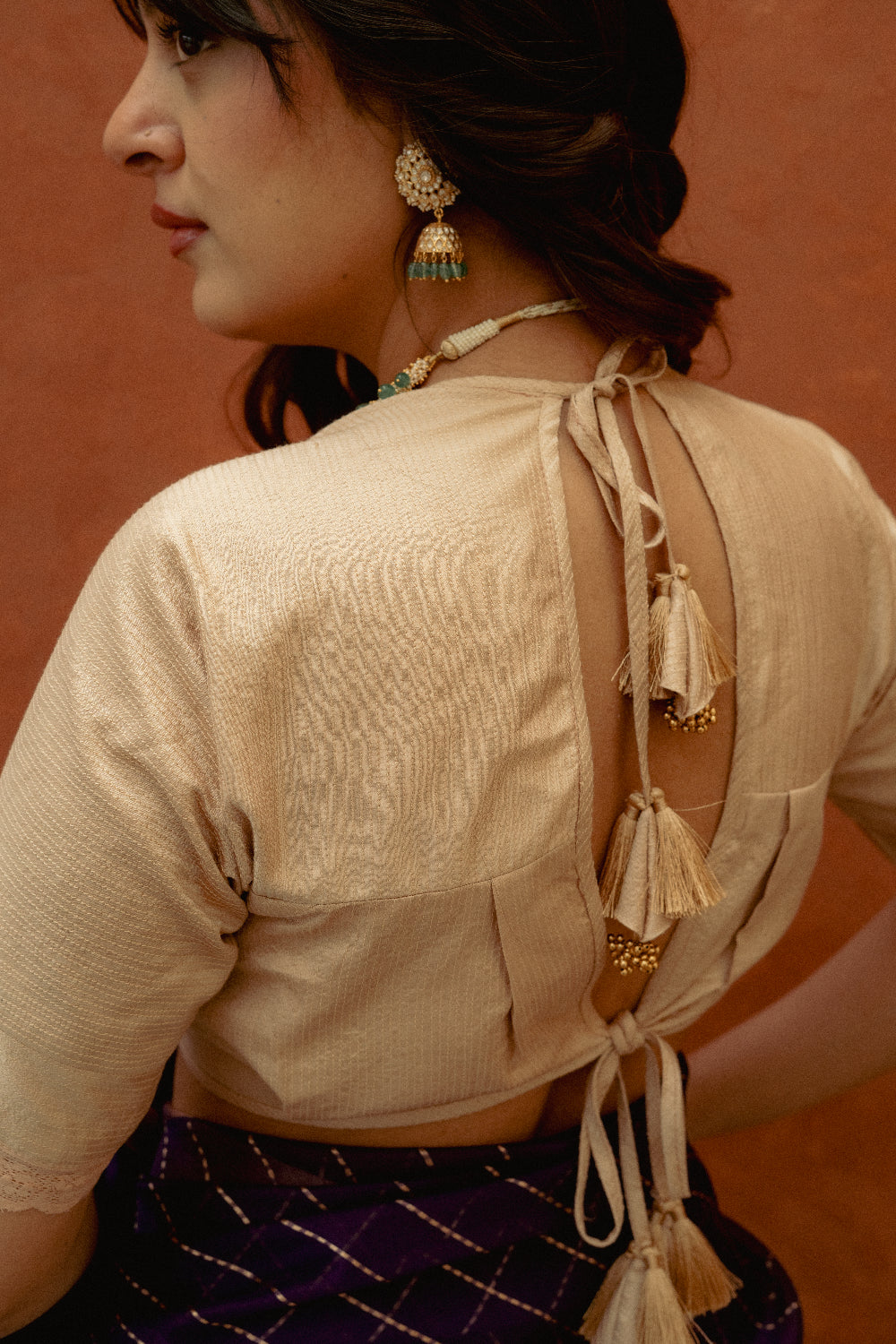 Champak - Beige Top-Stitch Silk Aangi