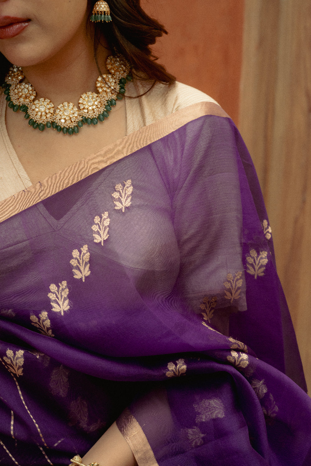 Aparna - Purple Silk Organza Banarasi Saree