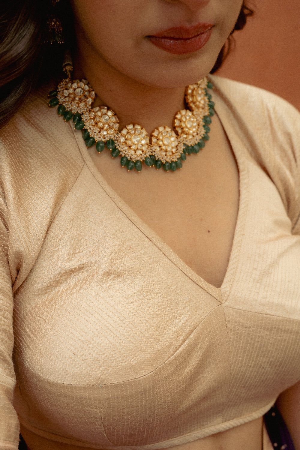 Champak - Beige Top-Stitch Silk Aangi