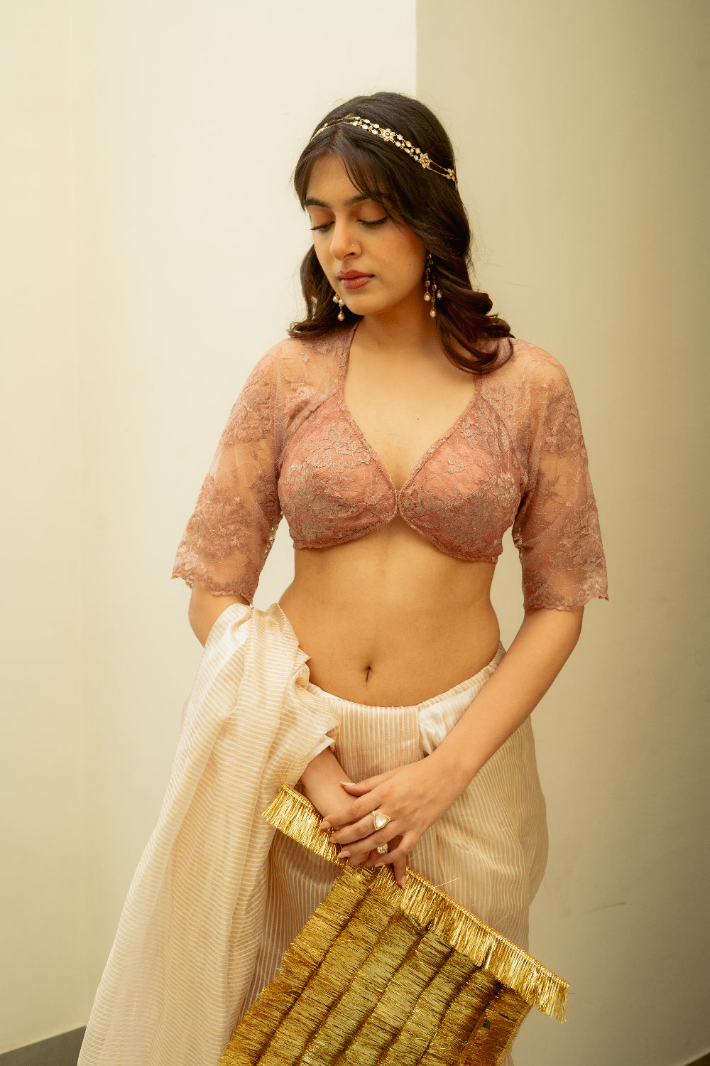 Chanak - Salmon Pink Lace Aangi