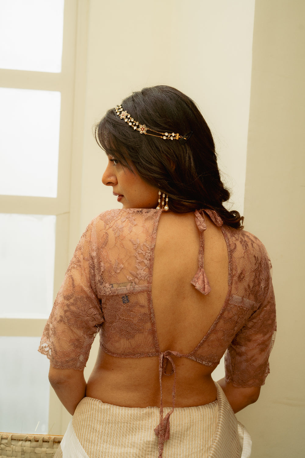 Chanak - Salmon Pink Lace Aangi