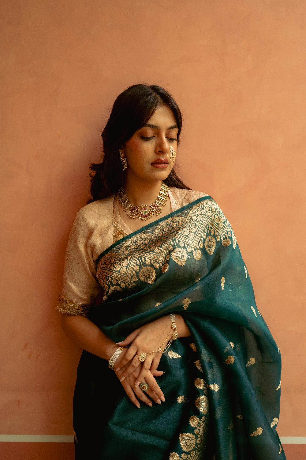 Bahurupa - Deep Green Silk Organza Banarasi Saree