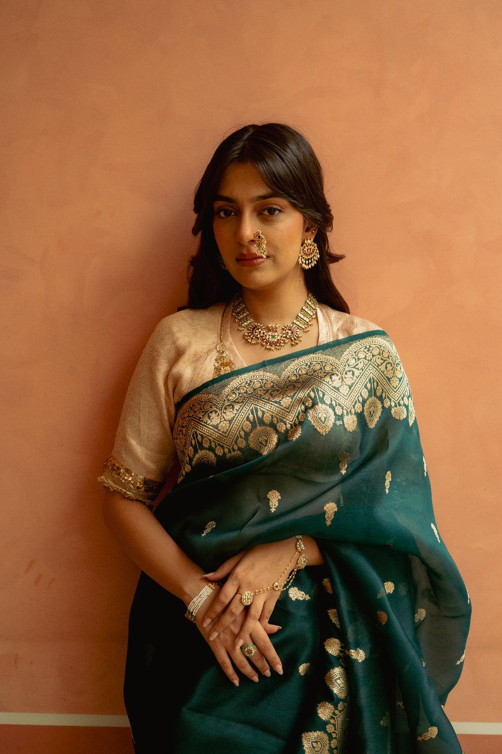 Bahurupa - Deep Green Silk Organza Banarasi Saree