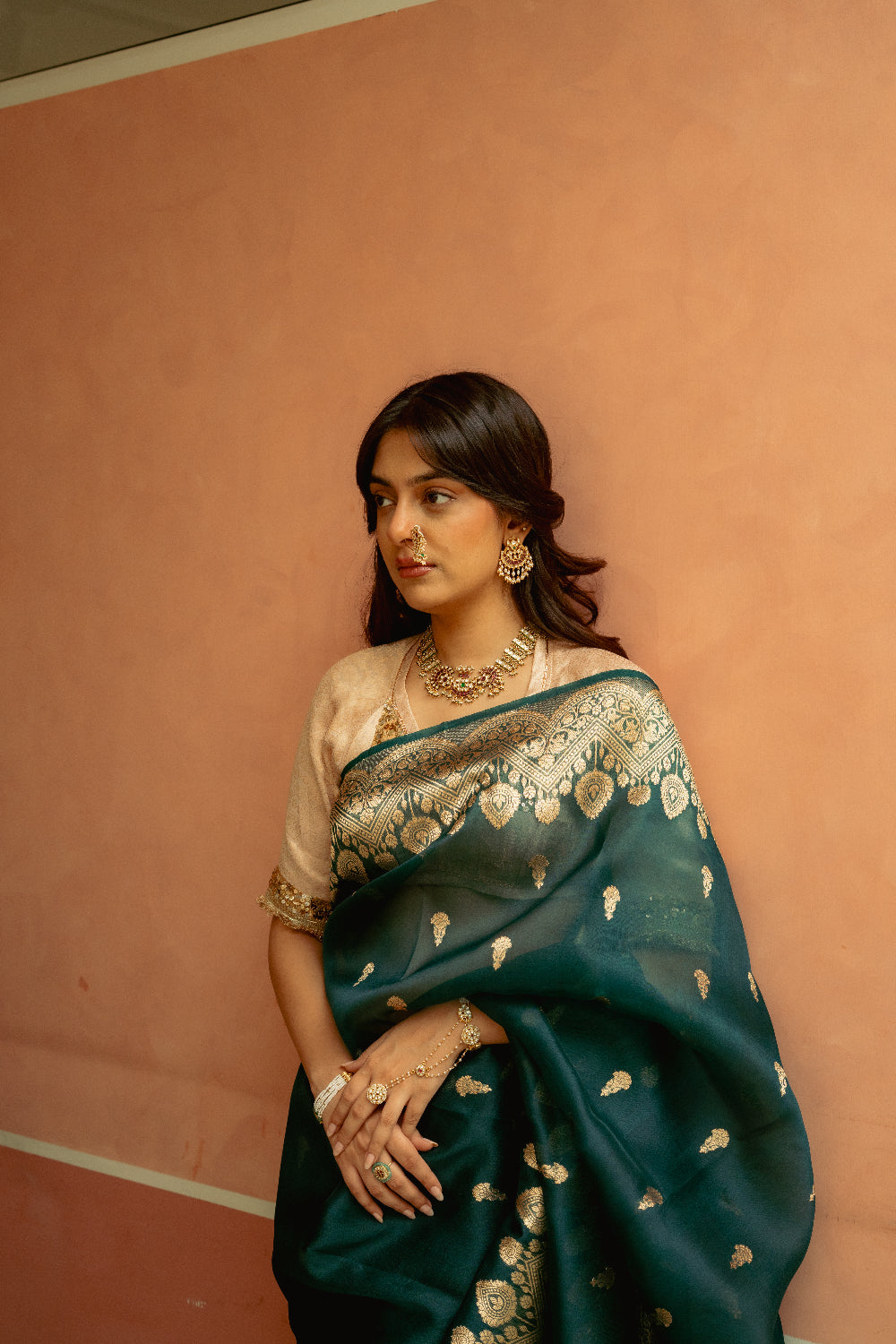 Bahurupa - Deep Green Silk Organza Banarasi Saree
