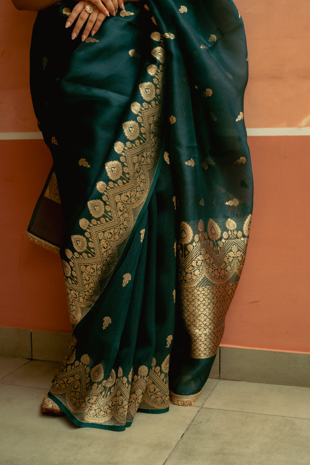 Bahurupa - Deep Green Silk Organza Banarasi Saree
