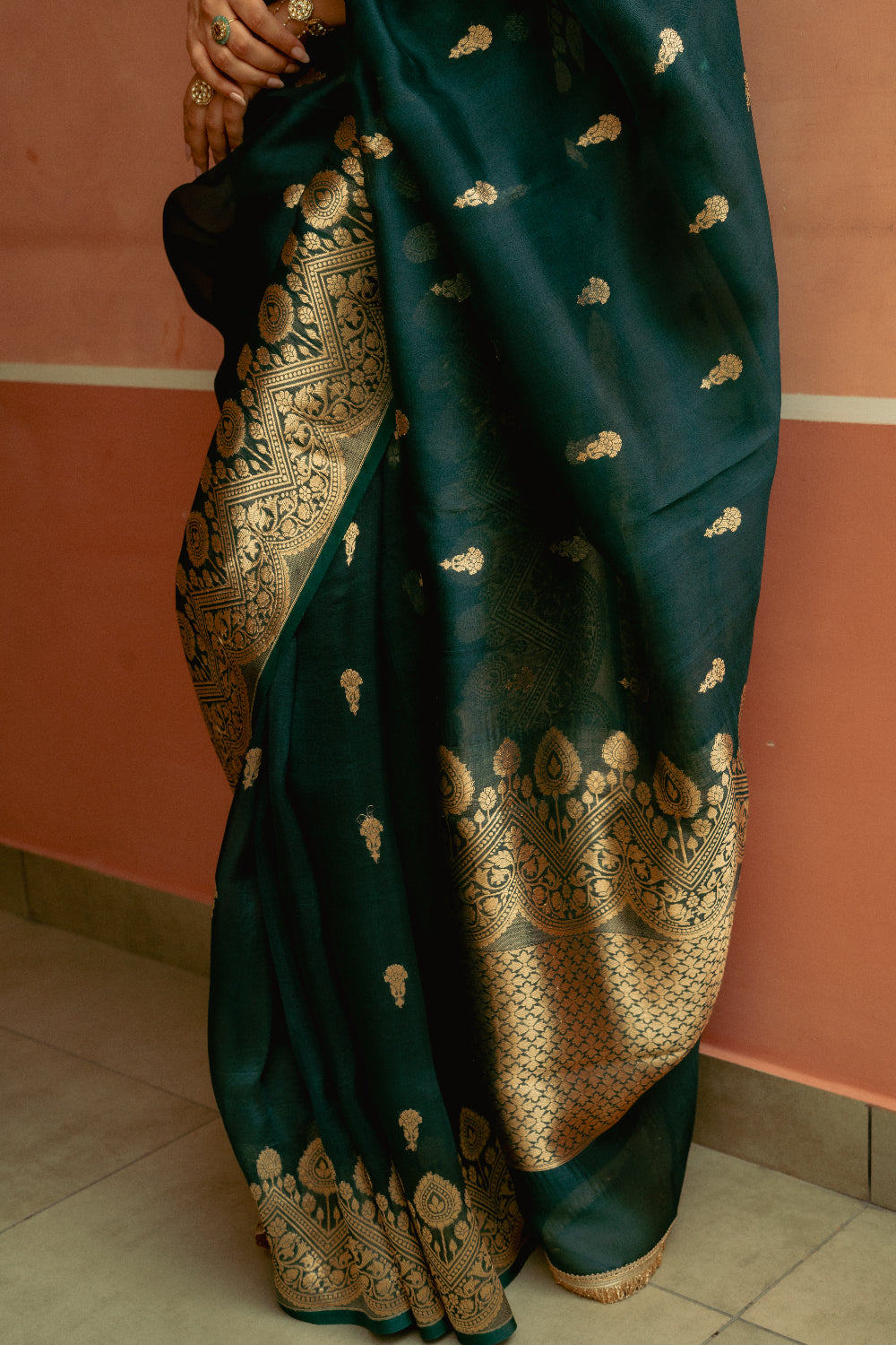Bahurupa - Deep Green Silk Organza Banarasi Saree