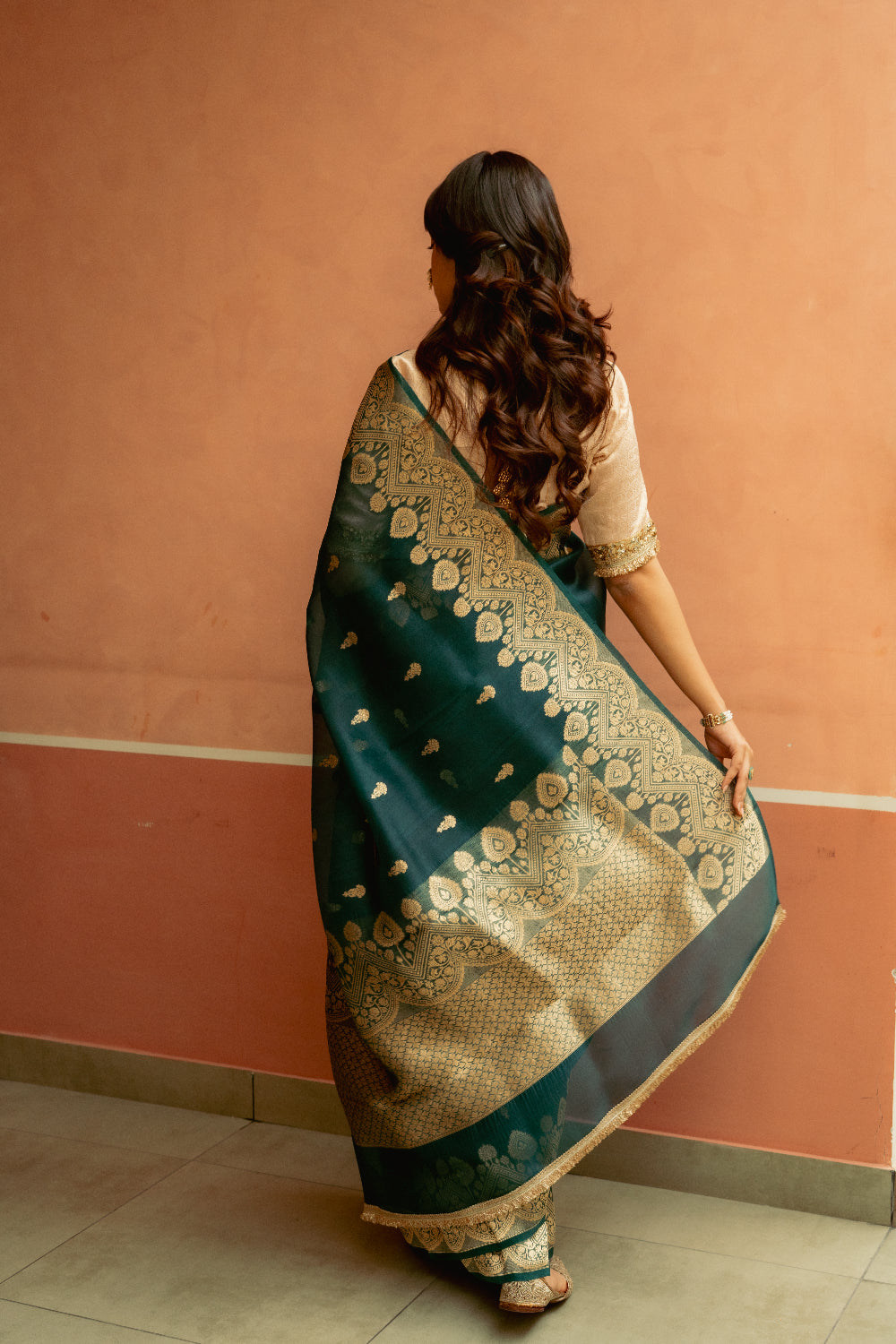 Bahurupa - Deep Green Silk Organza Banarasi Saree