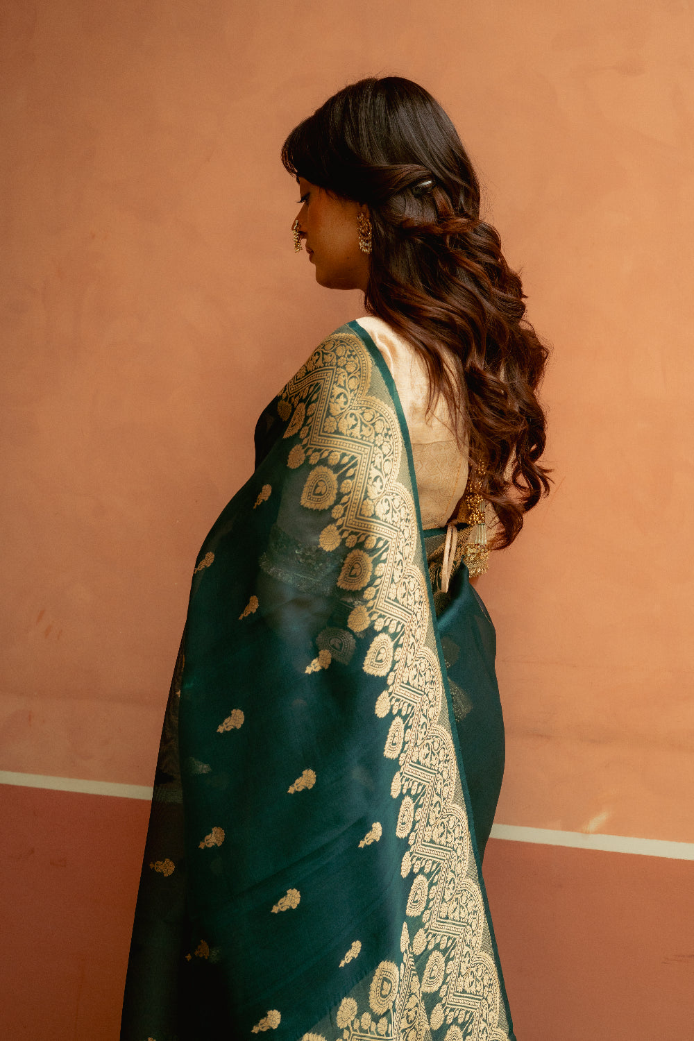 Bahurupa - Deep Green Silk Organza Banarasi Saree