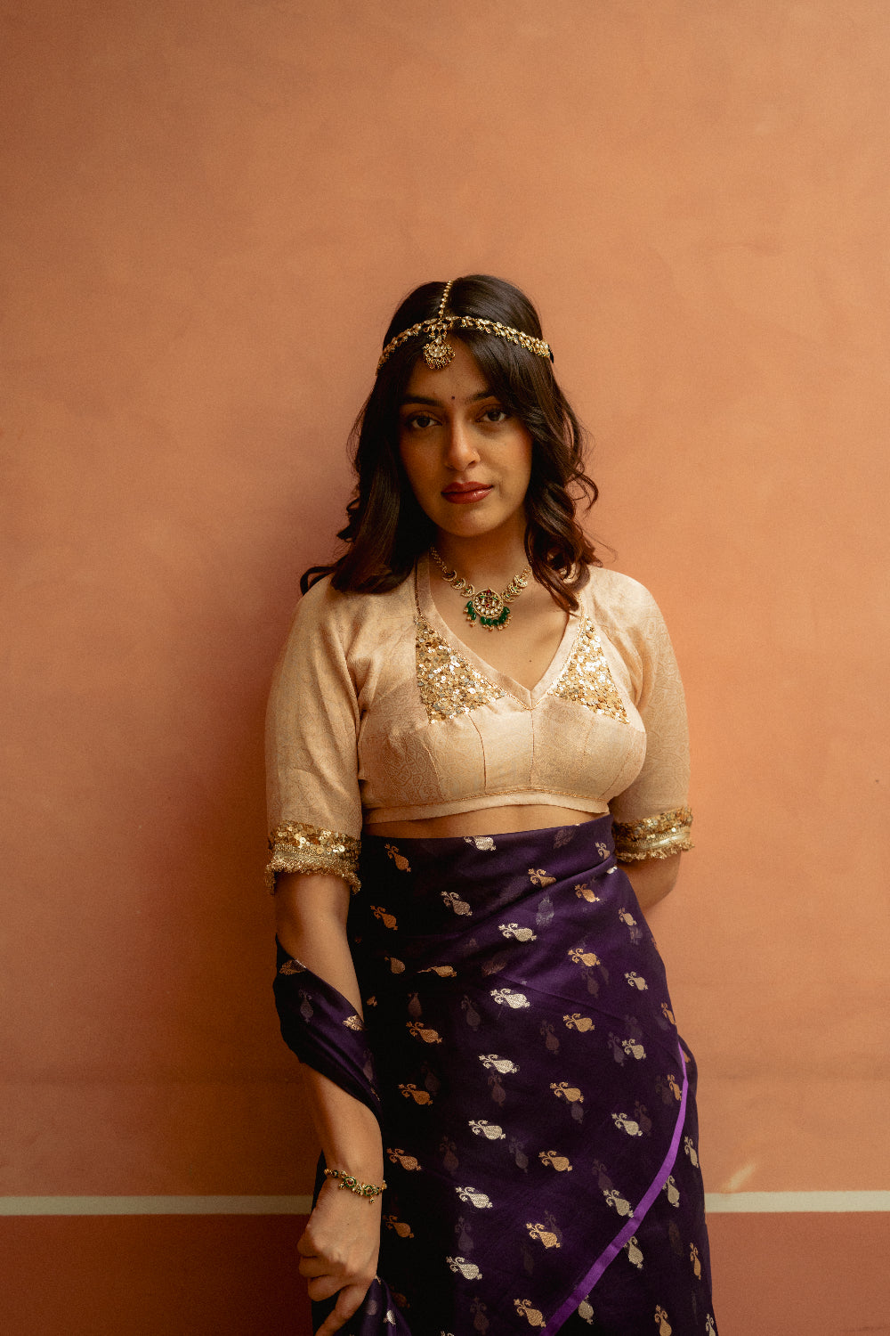 Shamik - Ivory Silk Brocade Hand-Embroidered Aangi