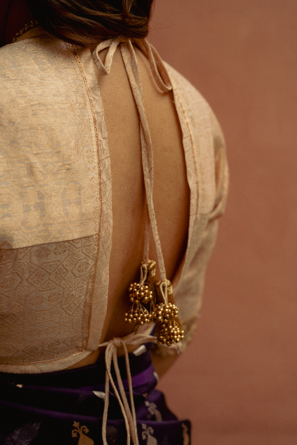 Shamik - Ivory Silk Brocade Hand-Embroidered Aangi