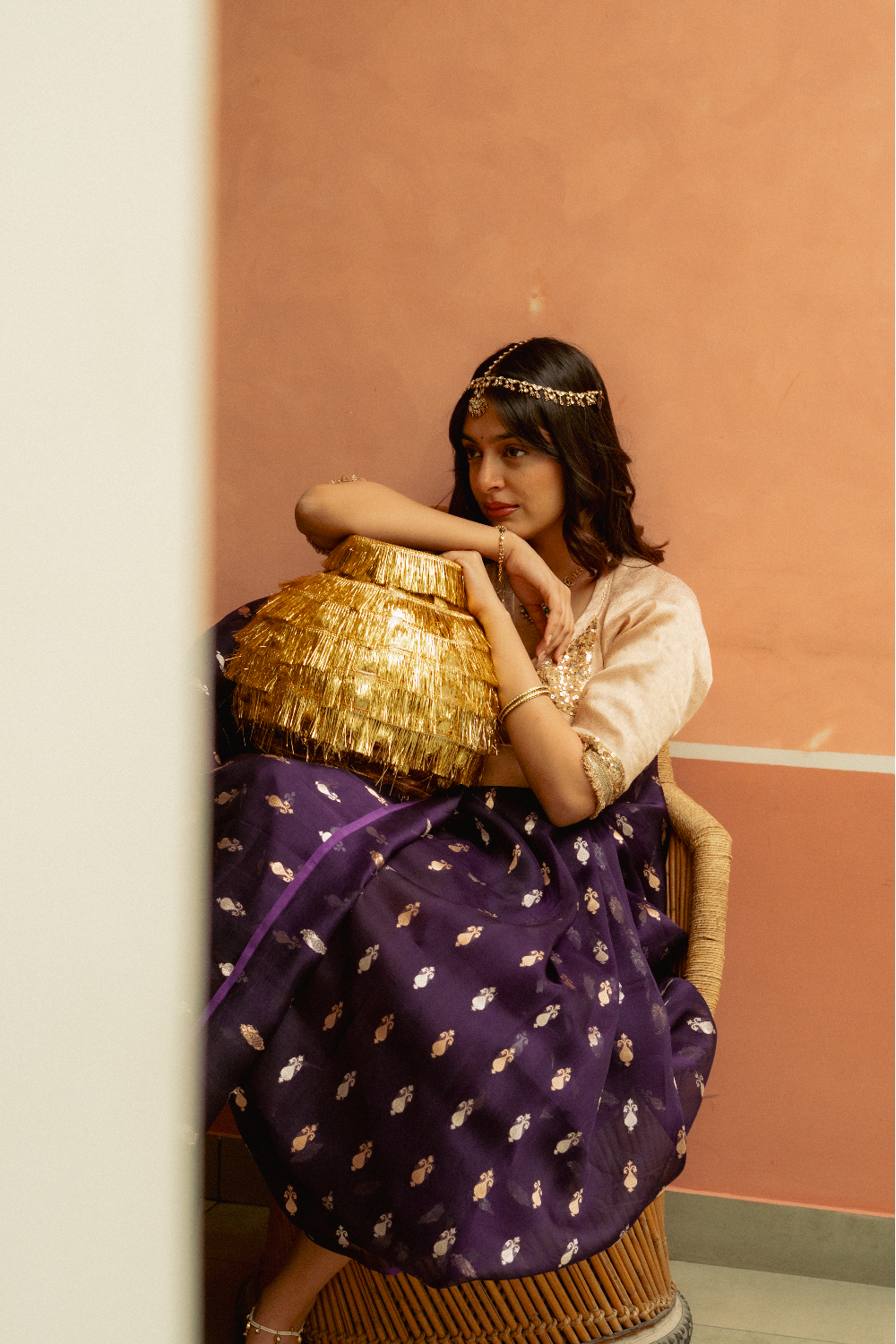Chiti - Purple Silk Organza Banarasi Saree