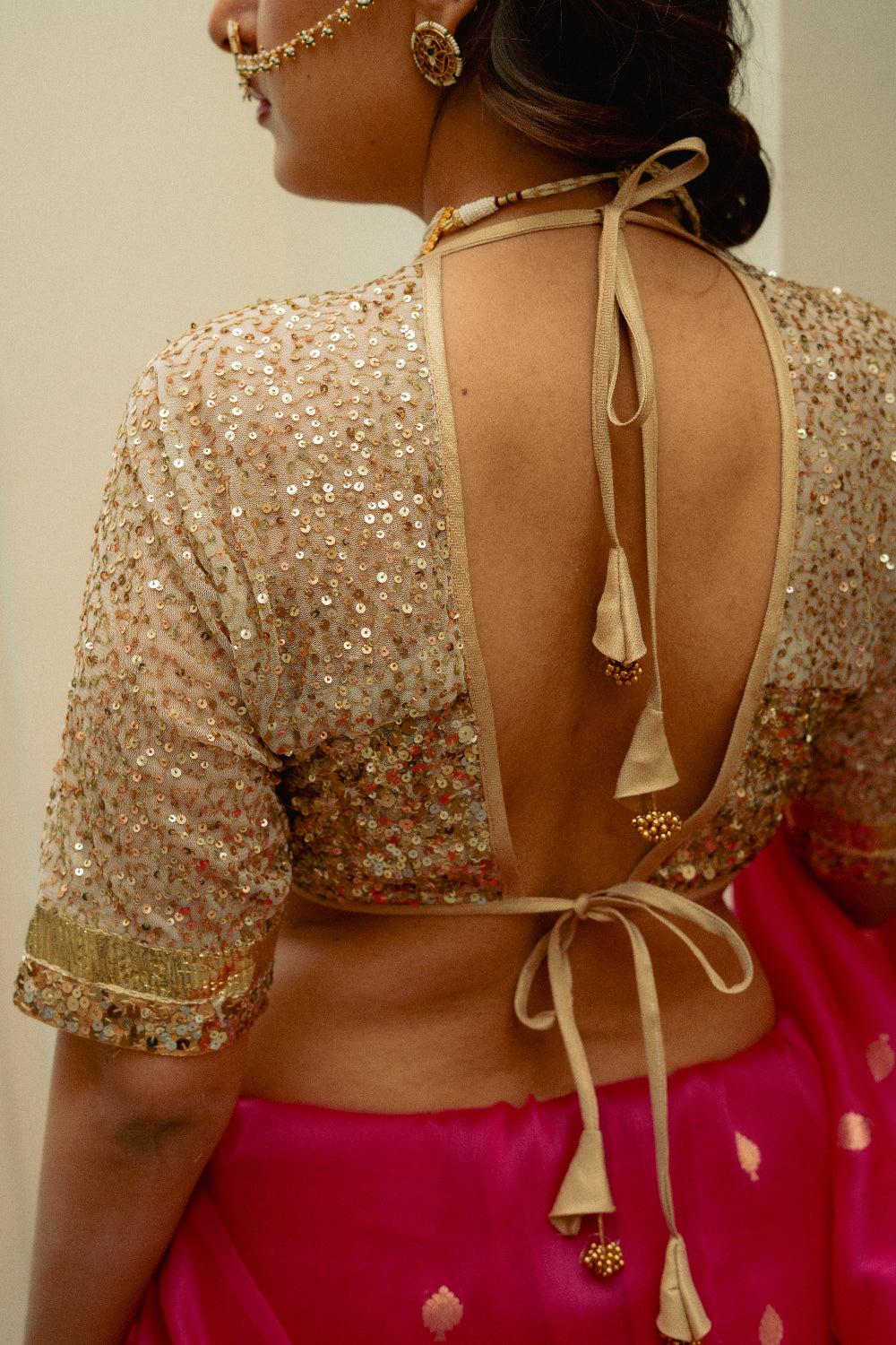 Chamika - Gold Hand-Embroidered Sequin Aangi