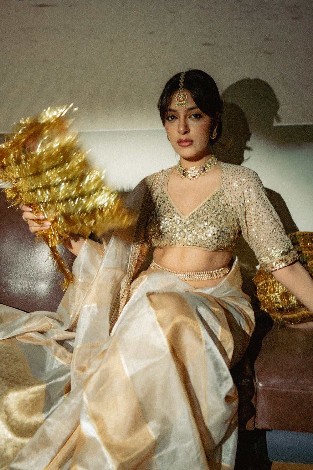 Ajita - Ivory Silk Organza Banarasi Saree