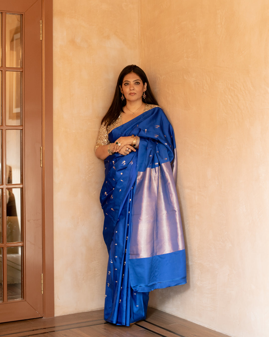 Ishani - Blue Silk Mashroo Banarasi Saree