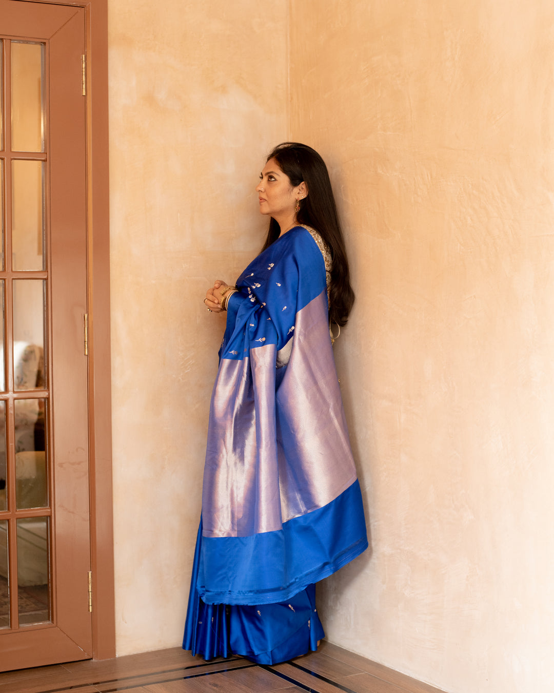 Ishani - Blue Silk Mashroo Banarasi Saree