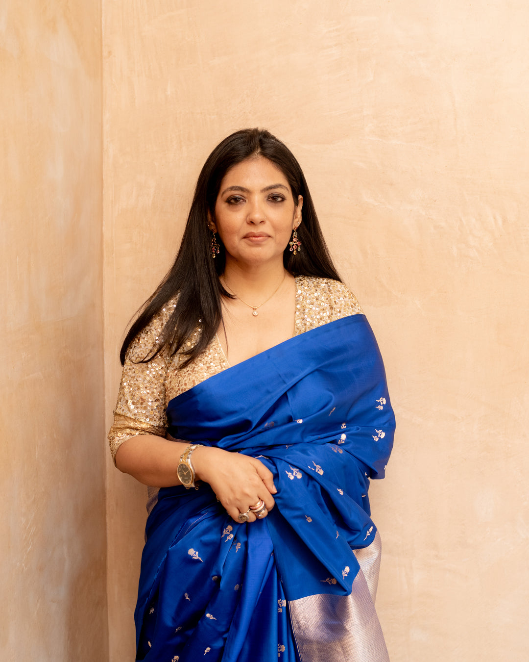 Ishani - Blue Silk Mashroo Banarasi Saree