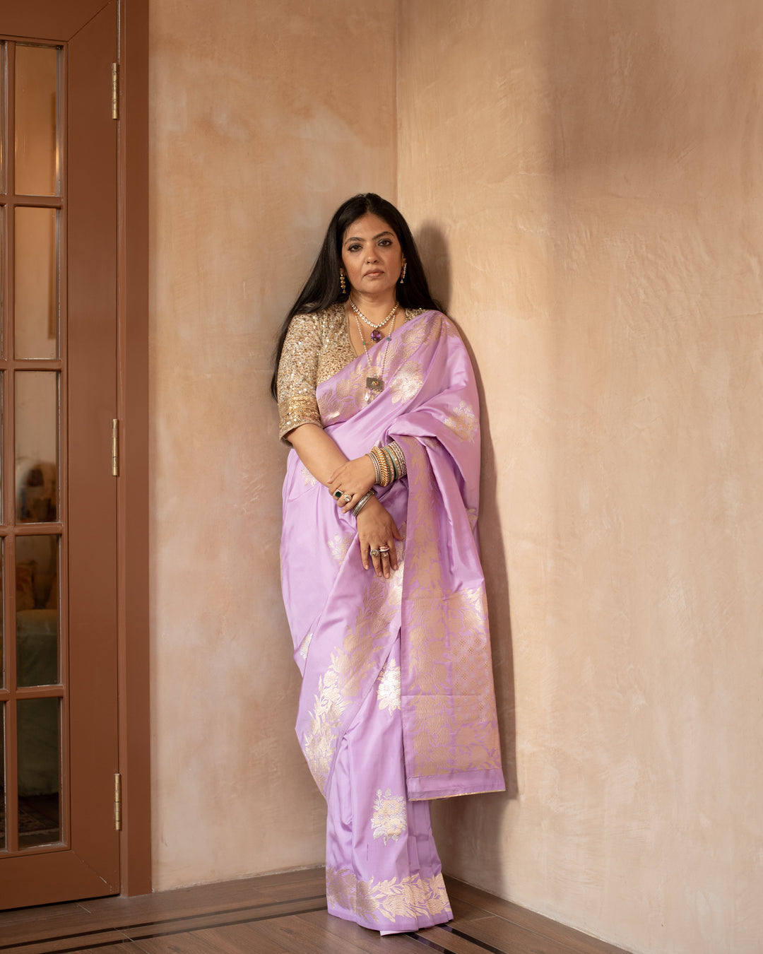 Mridani - Lavender Silk Katan Banarasi Saree