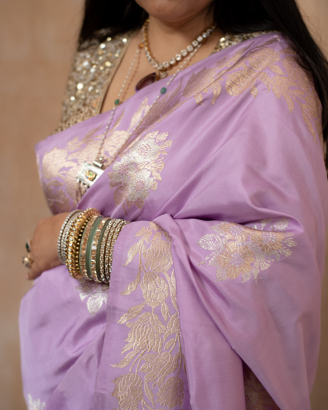 Mridani - Lavender Silk Katan Banarasi Saree