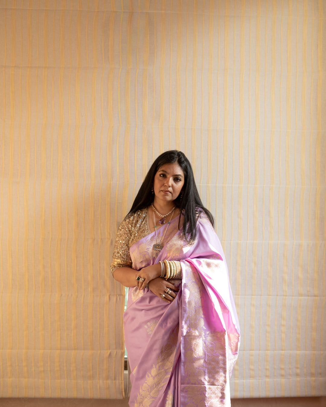 Mridani - Lavender Silk Katan Banarasi Saree